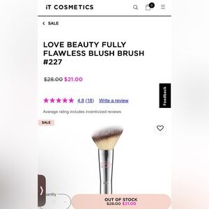 IT Cosmetics Love Beauty Fully Flawless Blush Brush #227 NEW/SEALED
